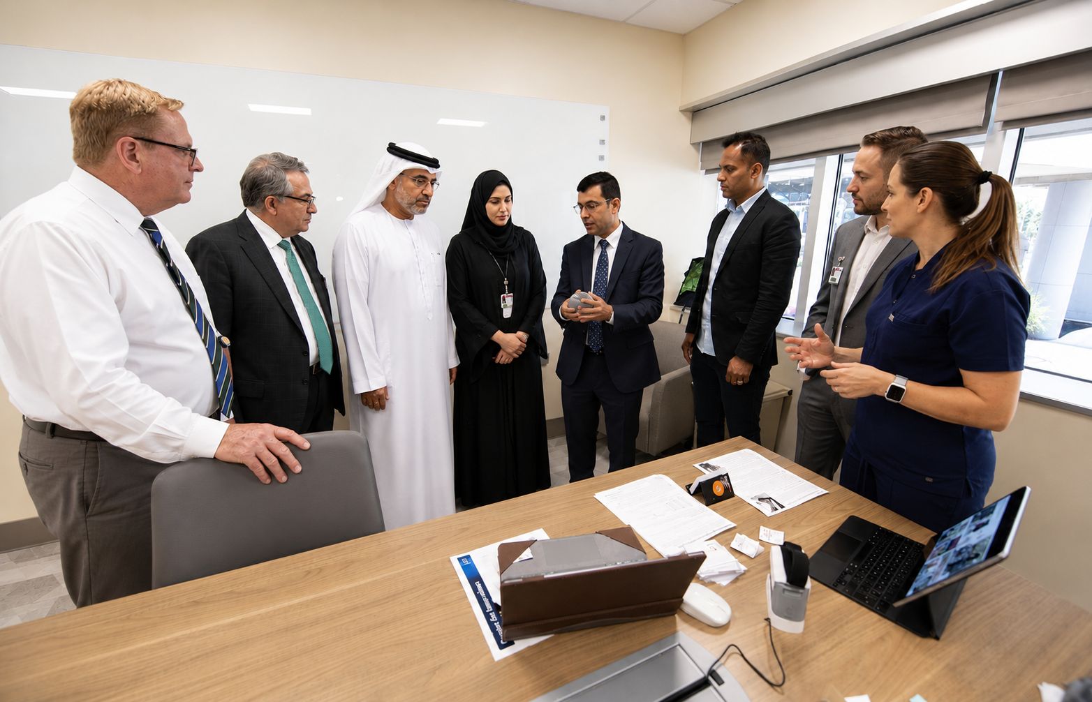 Jeenat Health team reviewing a medical solution with UAE healthcare stakeholders